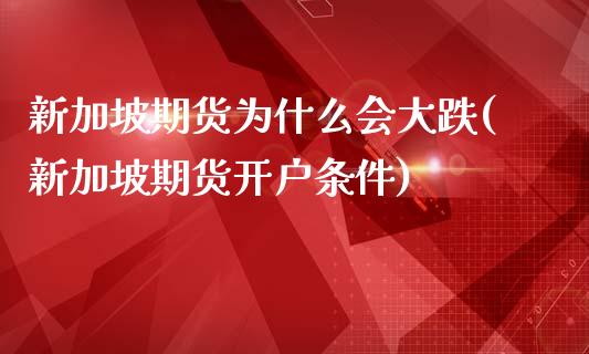 新加坡期货为什么会大跌(新加坡期货开户条件)_https://www.boyangwujin.com_期货直播间_第1张