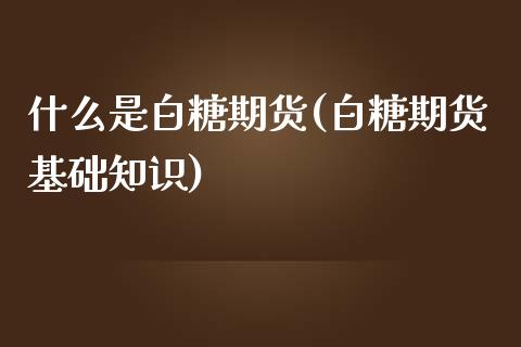 什么是白糖期货(白糖期货基础知识)_https://www.boyangwujin.com_内盘期货_第1张
