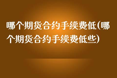 哪个期货合约手续费低(哪个期货合约手续费低些)_https://www.boyangwujin.com_纳指期货_第1张