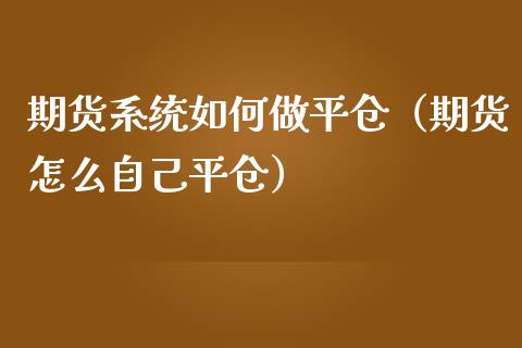 期货系统如何做平仓（期货怎么自己平仓）_https://www.boyangwujin.com_期货直播间_第1张