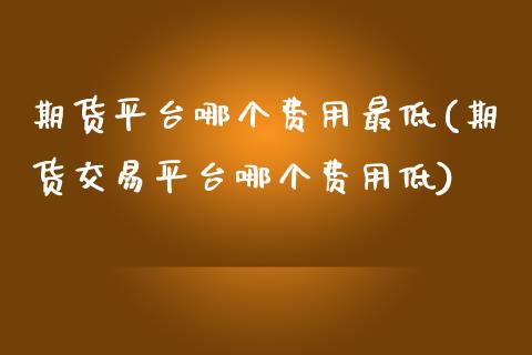 期货平台哪个费用最低(期货交易平台哪个费用低)_https://www.boyangwujin.com_道指期货_第1张