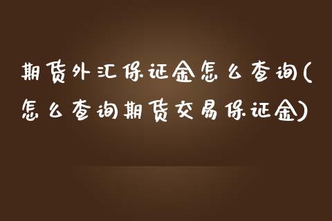 期货外汇保证金怎么查询(怎么查询期货交易保证金)_https://www.boyangwujin.com_期货直播间_第1张