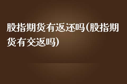 股指期货有返还吗(股指期货有交返吗)