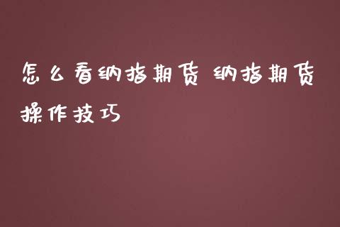 怎么看纳指期货 纳指期货操作技巧