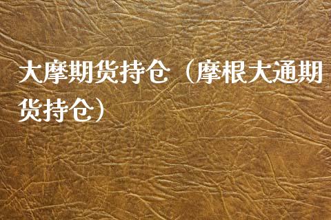 大摩期货持仓（摩根大通期货持仓）_https://www.boyangwujin.com_期货直播间_第1张