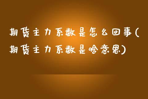 期货主力系数是怎么回事(期货主力系数是啥意思)_https://www.boyangwujin.com_内盘期货_第1张
