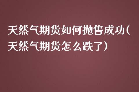 天然气期货如何抛售成功(天然气期货怎么跌了)