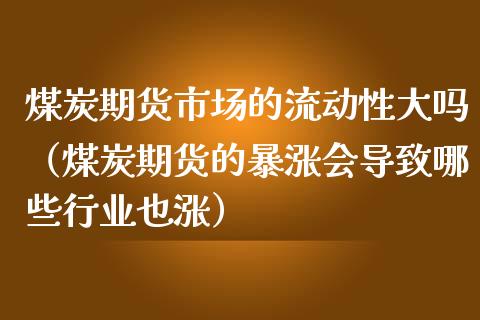 煤炭期货市场的流动性大吗（煤炭期货的暴涨会导致哪些行业也涨）