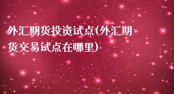 外汇期货投资试点(外汇期货交易试点在哪里)