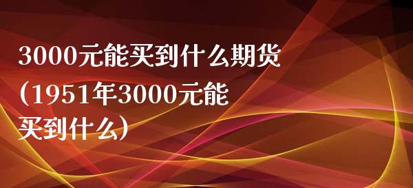3000元能买到什么期货(1951年3000元能买到什么)