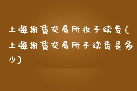 上海期货交易所收手续费(上海期货交易所手续费是多少)_https://www.boyangwujin.com_道指期货_第1张