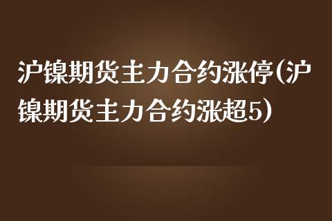 沪镍期货主力合约涨停(沪镍期货主力合约涨超5)_https://www.boyangwujin.com_白银期货_第1张