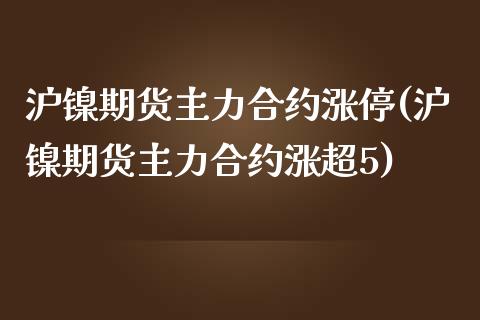 沪镍期货主力合约涨停(沪镍期货主力合约涨超5)