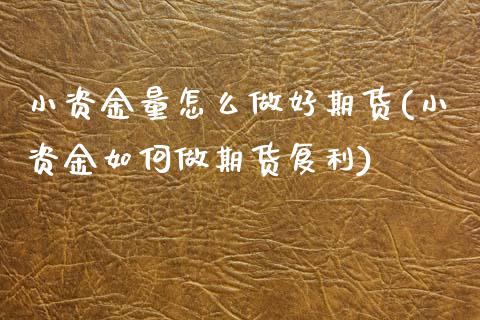 小资金量怎么做好期货(小资金如何做期货复利)_https://www.boyangwujin.com_黄金期货_第1张