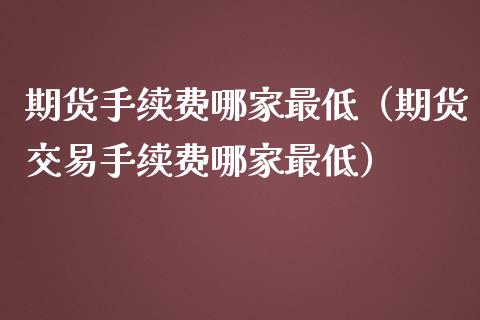 期货手续费哪家最低（期货交易手续费哪家最低）_https://www.boyangwujin.com_期货直播间_第1张