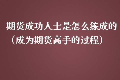期货成功人士是怎么练成的（成为期货高手的过程）_https://www.boyangwujin.com_原油期货_第1张