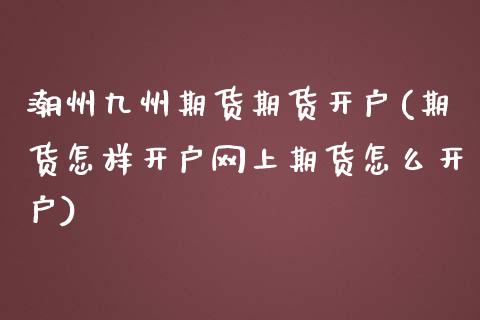 潮州九州期货期货开户(期货怎样开户网上期货怎么开户)_https://www.boyangwujin.com_原油期货_第1张