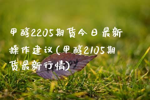 甲醇2205期货今日最新操作建议(甲醇2105期货最新行情)