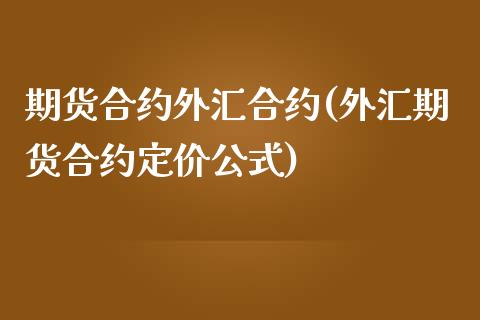 期货合约外汇合约(外汇期货合约定价公式)
