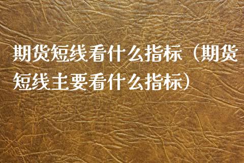 期货短线看什么指标（期货短线主要看什么指标）_https://www.boyangwujin.com_恒生指数_第1张