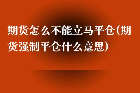 期货怎么不能立马平仓(期货强制平仓什么意思)