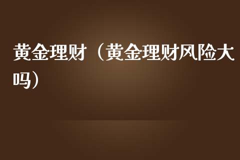 黄金理财（黄金理财风险大吗）_https://www.boyangwujin.com_期货直播间_第1张