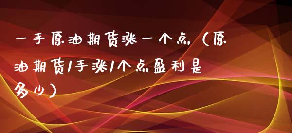 一手原油期货涨一个点（原油期货1手涨1个点盈利是多少）