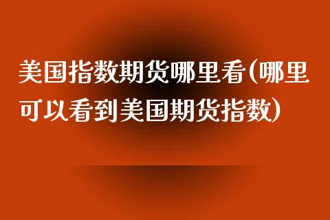 美国指数期货哪里看(哪里可以看到美国期货指数)_https://www.boyangwujin.com_恒生指数_第1张
