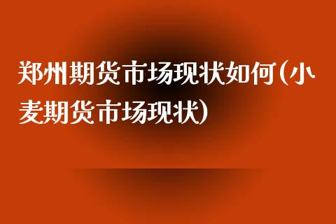 郑州期货市场现状如何(小麦期货市场现状)_https://www.boyangwujin.com_恒指期货_第1张