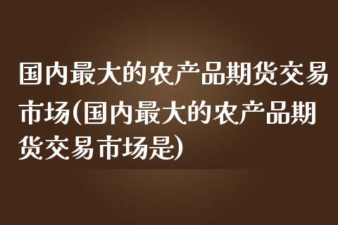 国内最大的农产品期货交易市场(国内最大的农产品期货交易市场是)_https://www.boyangwujin.com_期货直播间_第1张