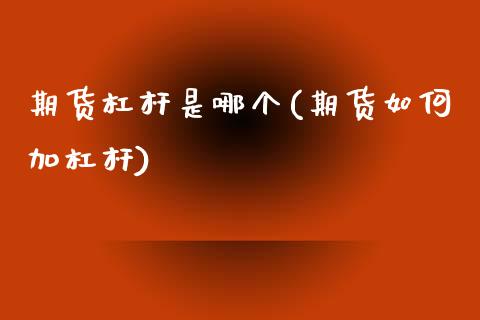 期货杠杆是哪个(期货如何加杠杆)_https://www.boyangwujin.com_期货直播间_第1张