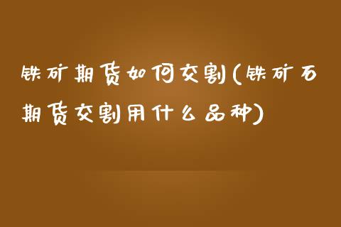 铁矿期货如何交割(铁矿石期货交割用什么品种)_https://www.boyangwujin.com_内盘期货_第1张