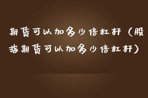 期货可以加多少倍杠杆（股指期货可以加多少倍杠杆）_https://www.boyangwujin.com_期货直播间_第1张