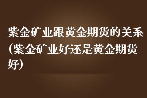 紫金矿业跟黄金期货的关系(紫金矿业好还是黄金期货好)