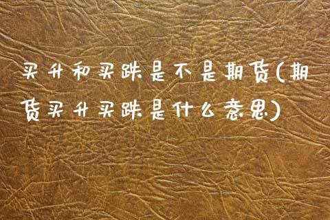 买升和买跌是不是期货(期货买升买跌是什么意思)_https://www.boyangwujin.com_恒生指数_第1张
