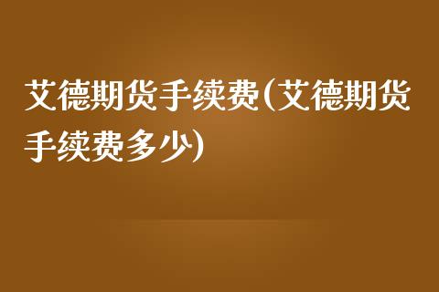 艾德期货手续费(艾德期货手续费多少)
