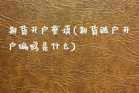 期货开户重填(期货账户开户编码是什么)_https://www.boyangwujin.com_期货直播间_第1张