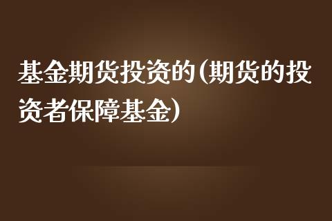 基金期货投资的(期货的投资者保障基金)_https://www.boyangwujin.com_恒生指数_第1张