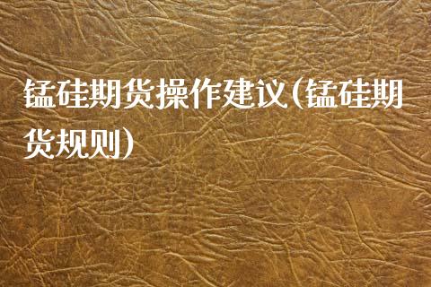 锰硅期货操作建议(锰硅期货规则)