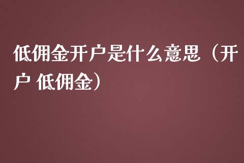 低佣金开户是什么意思（开户 低佣金）_https://www.boyangwujin.com_期货直播间_第1张
