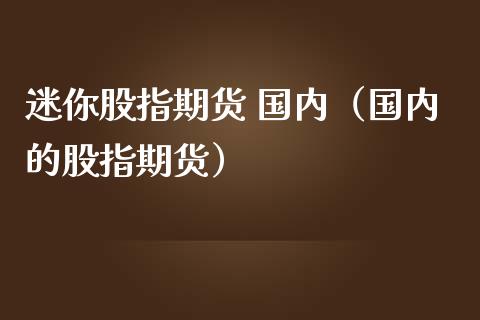 迷你股指期货 国内（国内的股指期货）_https://www.boyangwujin.com_期货直播间_第1张