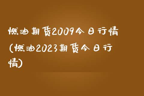 燃油期货2009今日行情(燃油2023期货今日行情)_https://www.boyangwujin.com_期货直播间_第1张