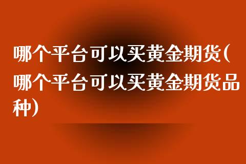 哪个平台可以买黄金期货(哪个平台可以买黄金期货品种)_https://www.boyangwujin.com_期货直播间_第1张