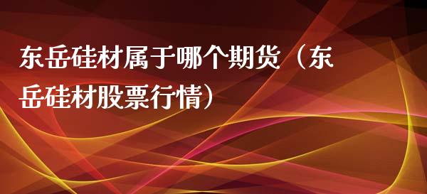 东岳硅材属于哪个期货（东岳硅材股票行情）_https://www.boyangwujin.com_恒生指数_第1张