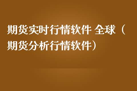期货实时行情软件 全球（期货分析行情软件）
