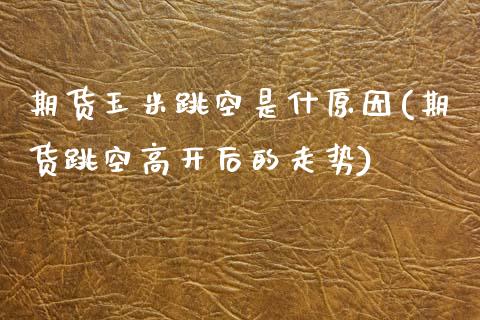 期货玉米跳空是什原因(期货跳空高开后的走势)_https://www.boyangwujin.com_黄金期货_第1张