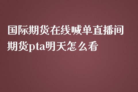 国际期货在线喊单直播间 期货pta明天怎么看_https://www.boyangwujin.com_期货直播间_第1张