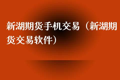 新湖期货手机交易（新湖期货交易软件）