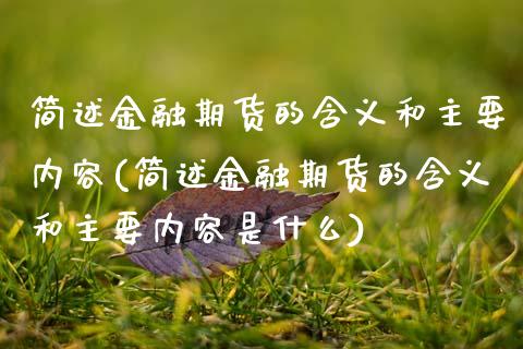 简述金融期货的含义和主要内容(简述金融期货的含义和主要内容是什么)_https://www.boyangwujin.com_期货直播间_第1张