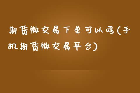 期货微交易下单可以吗(手机期货微交易平台)_https://www.boyangwujin.com_纳指期货_第1张